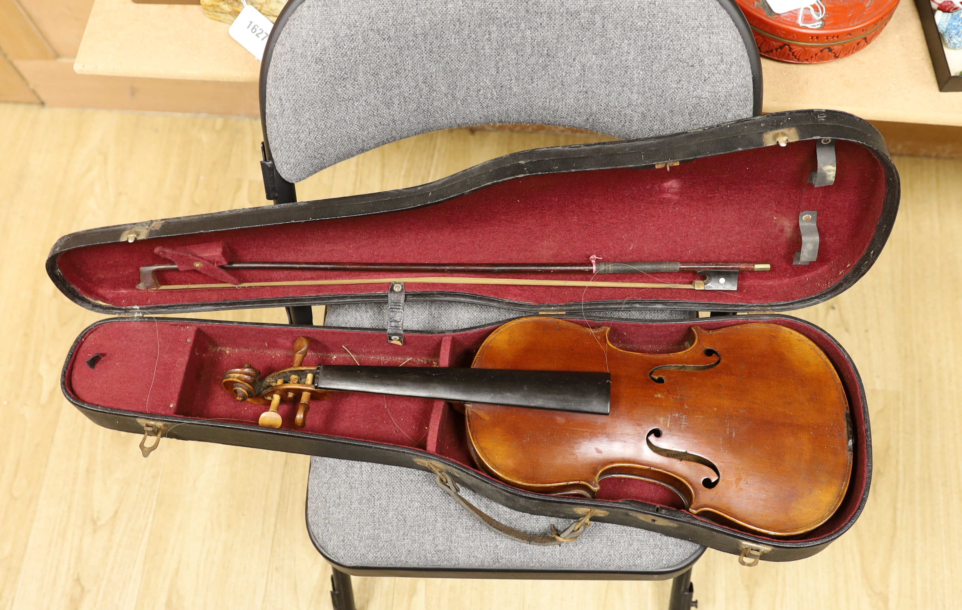 A German Stradivarius style violin, late 19th century, cased
